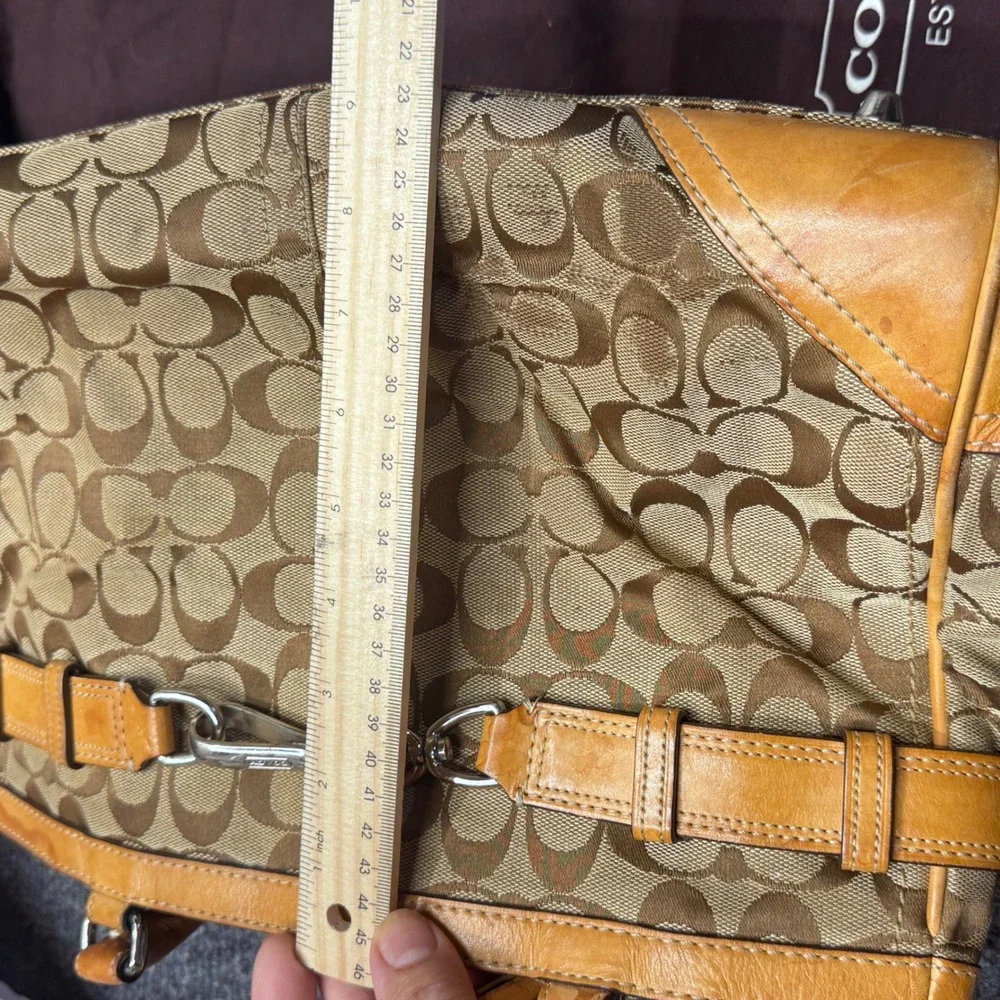 Coach Hampton Satchel Women Medium Brown Monogram Canvas Y2K Preppy 8K07